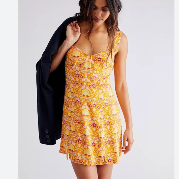 Free People Sunshine Combo Sasha Corset Inspired Mini Dress Size S - Picture 1 of 14
